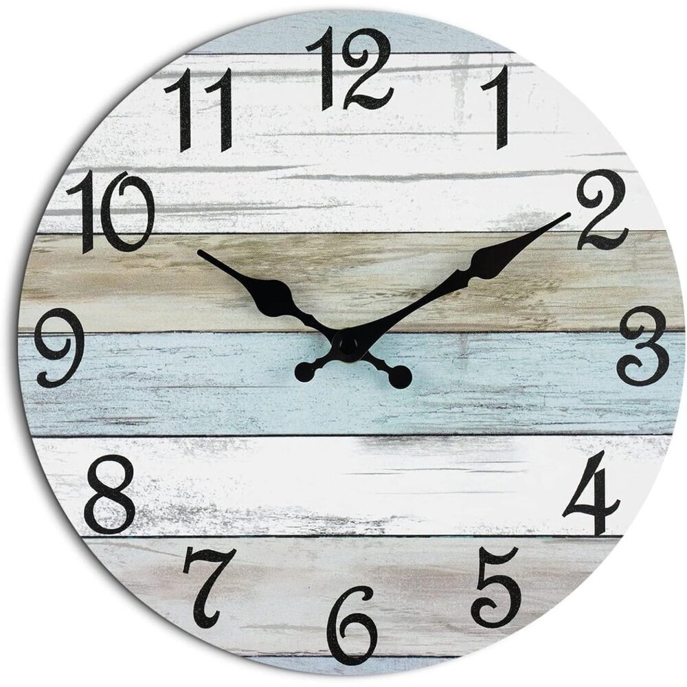 Wall Clock Silent Non Ticking Wall Clocks Battery Operated, Rustic Coastal Count